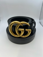 GUCCI GG Marmont Belt Leather "40" Black Gold