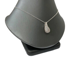  Sterling Silver CZ Pear Charm Necklace