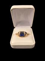 10k YG Blue Colored Stone Diamond Ring