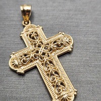  14 Karat Gold Double Sided Reversible Cross Pendant