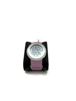 Gucci Digital Watch Purple GG Rubber Strap Silver Case