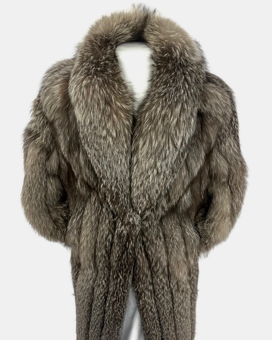 Full Length SILVER FOX Full Pelt Fur Coat Ladies Size M L