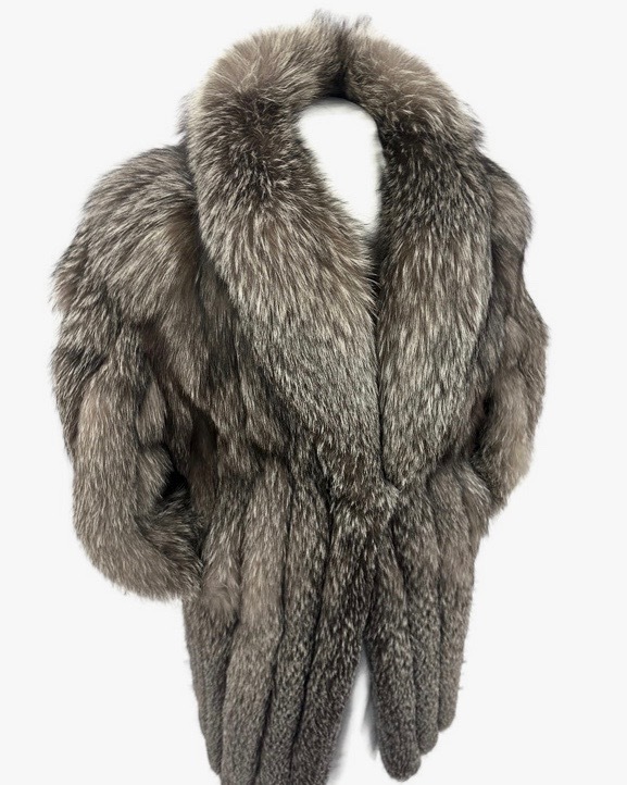 Full Length SILVER FOX Full Pelt Fur Coat Ladies Size M L