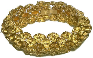  22k Yellow Gold Floral Bracelet Bridal Wedding - 63.40g