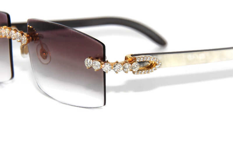 CARTIER - Buffalo Horn Rimless Glasses w/Diamonds & Gradient Violet Lenses 