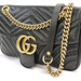 GUCCI - GG Marmont Small Black Leather Shoulder Camera Bag w/Gold Chain Strap