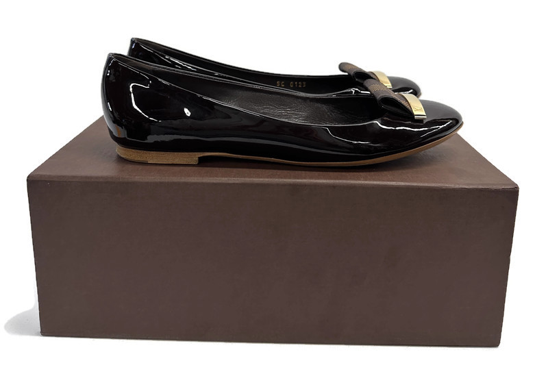 Louis Vuitton Black Monogram Canvas and Patent Leather Flirty Ballet Flats  Size 36