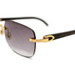 CARTIER - Gold & Black Buffalo Horn Rimless Sunglasses w/Medium Purple Tint