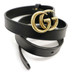 GUCCI - Thin Black Leather Women's Belt w/GG Goldtone Buckle - Size 26