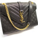 SAINT LAURENT YSL Monogram Triquilt Black Leather Chain Flap Bag - Excellent