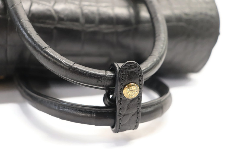 MCM - Black Calfskin Leather Crocodile Embossed Medium MILLA Tote 