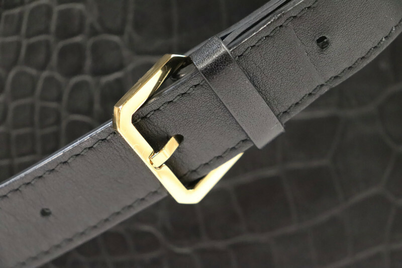 MCM - Black Calfskin Leather Crocodile Embossed Medium MILLA Tote 