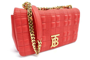 BURBERRY - Small Red Quilted Leather LOLA Shoulder Bag 