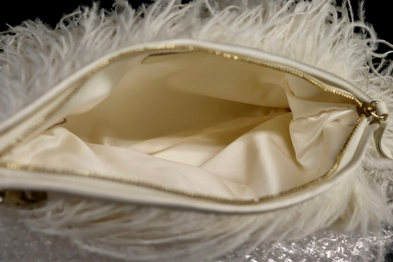 Jimmy Choo - Black Leather Clutch Bag with Ostrich Feather