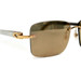 CARTIER - White Buffalo Horn Rimless Sunglasses w/Medium Dark Mirrored Lenses