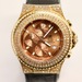TECHNO MANIA - Model #816 Steel / Leather Rosegold w/Diamond Bezel 42mm Watch