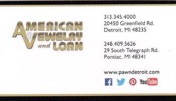 Autographed American Jewelry & Loan Business Card FREE DOMESTIC SHIPPING