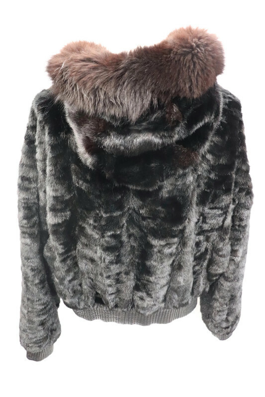 Men's Black Mink Fur Bomber Jacket Hooded 