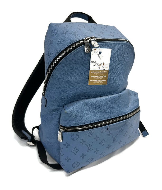 Louis Vuitton Denim Blue Taigarama Discovery Backpack Silver