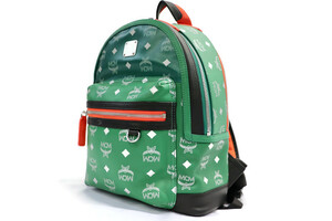 MCM - Visetos Eden-Green & Orange Medium Leather Backpack
