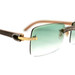 CARTIER - Gold & Black Buffalo Horn Rimless Sunglasses w/Diamonds & Green Lens 
