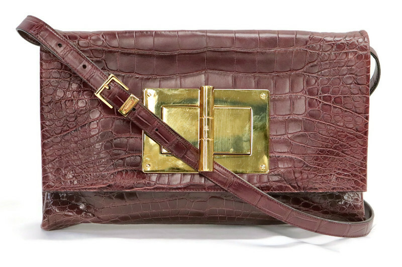 TOM FORD Burgundy Alligator Crossbody Bag American Jewelry Loan