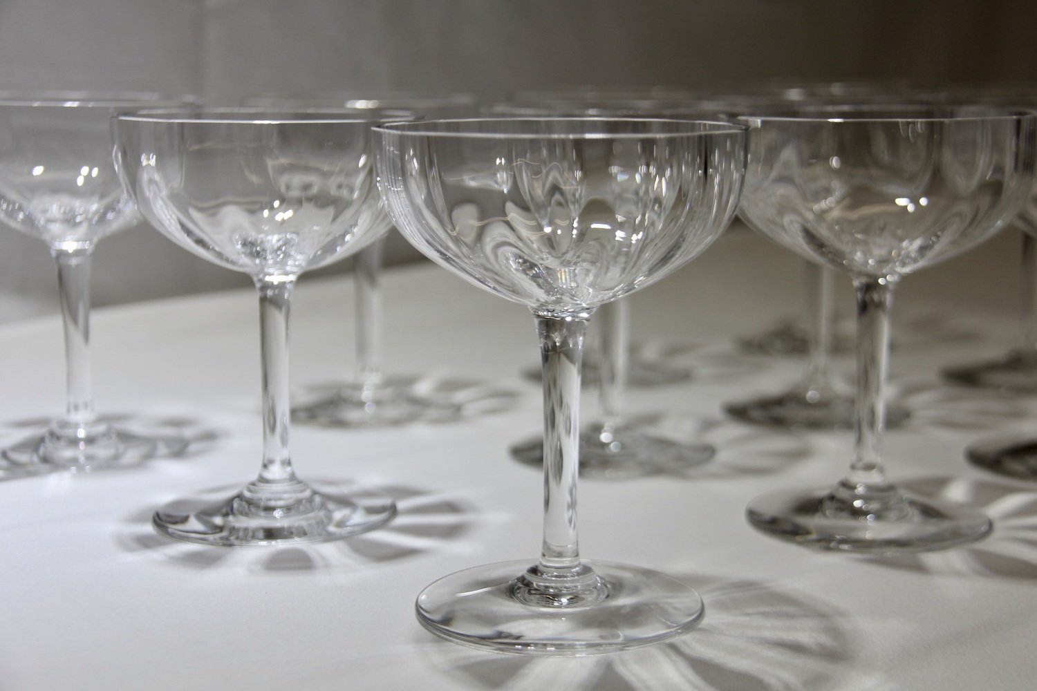 Crystal Champagne Coupes - 1950s Champagne Glasses Set of 8