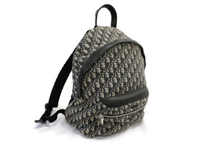 DIOR - RIDER Oblique Jacquard Beige & Black Canvas w/Leather Trim Backpack 