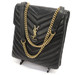 SAINT LAURENT - Quilted Black Lambskin Double FLAP BAG w/Aged Goldtone Hardware