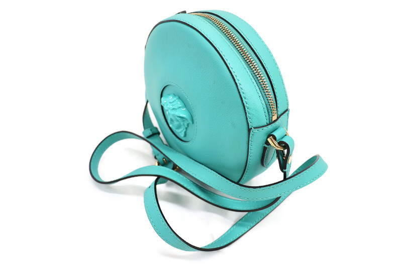 VERSACE LA MEDUSA MINT GREEN Calfskin Leather Crossbody Camera Bag