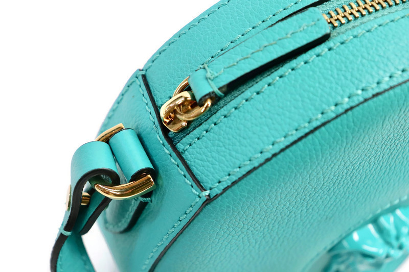 VERSACE LA MEDUSA MINT GREEN Calfskin Leather Crossbody Camera Bag