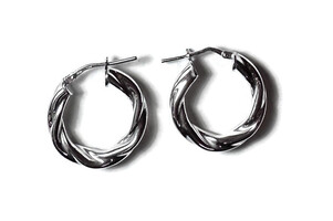 .925 20mm Silver Hoop Earrings Twisted Design - 3.20g  