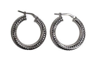 20mm .925 Italian Silver Hoop Earrings Medusa Snake Twist Design - 5.40g