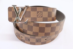 LOUIS VUITTON - LV INITIALES Damier Ebene Canvas & Leather Reversible Belt - 40 
