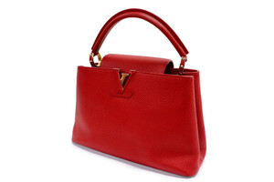 LOUIS VUITTON - CAPUCINES PM Red Taurillon Leather Top Handle Bag w/ENTRUPY COA