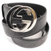 GUCCI - GG Marmont Embossed Black Leather Belt w/Silver GG Buckle - Size 40