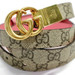 GUCCI - GG Marmont Monogram & Pink Leather Women's Reversible Belt - Size 36