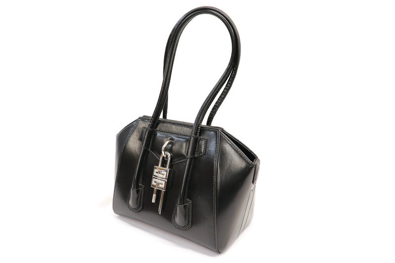 GIVENCHY - Antigona Lock Small Black Leather TOP HANDLE BAG w