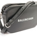 BALENCIAGA  - Small Black Leather EVERYDAY Camera Shoulder Bag