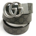 GUCCI - Gray Leather GG Marmont Silvertone Buckle Reversible Belt - Size 36