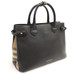 BURBERRY -  Black Leather House Check MEDIUM BANNER Derby Tote