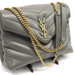 SAINT LAURENT - Small Quilted Gray Leather LOULOU Shoulder Bag w/Gold Hardware