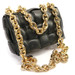 BOTTEGA VENETA Maxi Weave Padded Chain Cassette Bag Black Gold Hardware