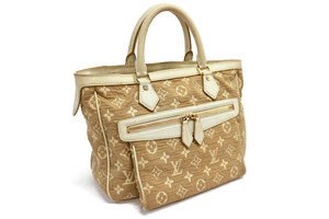 LOUIS VUITTON - Monogram Sabbia Cabas MM Beige w/White Leather Trim Handbag