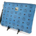 MCM - Blue Visetos Canvas & Leather Wristlet Zip Pouch