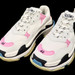 BALENCIAGA Triple S Leather-Free Full Washed Sneakers Pink/White/Blue - Size 40