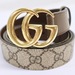 GUCCI GG Monogram Belt Womens 110/44 Beige Canvas Gold Buckle