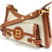 BALMAIN - B-Buzz HOBO Bag Off-White Linen & Brown Leather w/Dustbag 