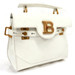 BALMAIN - B-Buzz 23 Grained White Calfskin Leather Top Handle Bag w/Strap 