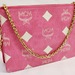 MCM Pink w/Oversize White Visetos Crossbody Bag Gold Chain Strap Excellent